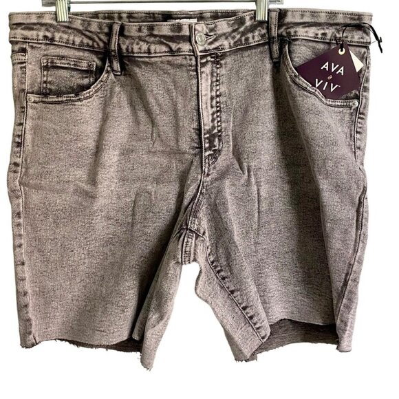 Ava & Viv Gray Acid Wash Denim Shorts Women's Plus Size 22W NEW NWT - Picture 1 of 8